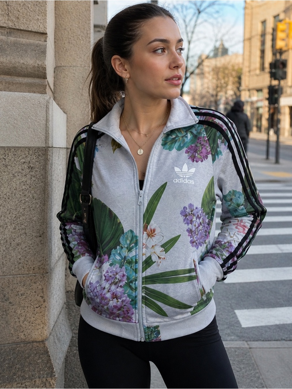 Adidas Originals Floral Firebird Track Jacket Trefoil botanical Zip Up M U38 Y2K